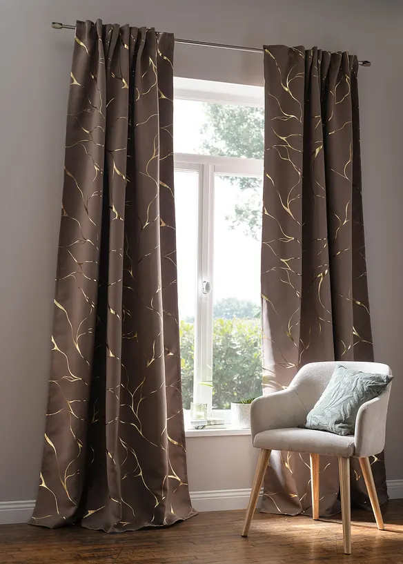 Abdunkelnder Vorhang mit Glanzdruck (1er Pack), bonprix