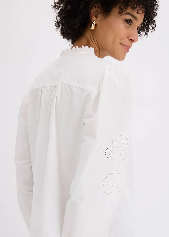 Tunique en coton &agrave; broderie ajour&eacute;e, bonprix