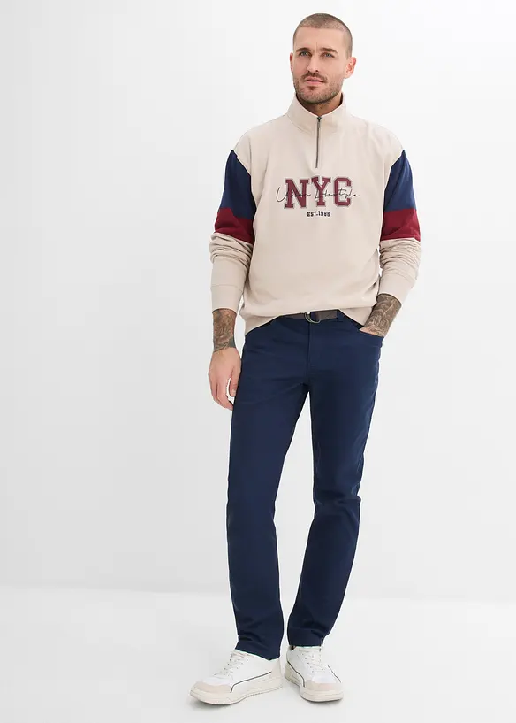 Regular Fit Stretch-Hose mit G&uuml;rtel, Straight, bonprix