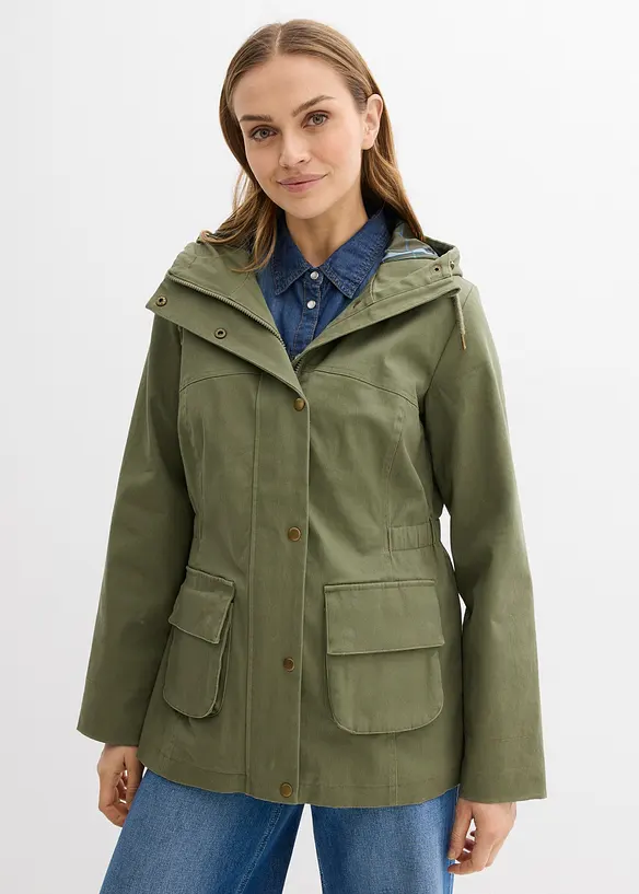 wasserabweisende Jacke mit Karo-Futter, bonprix