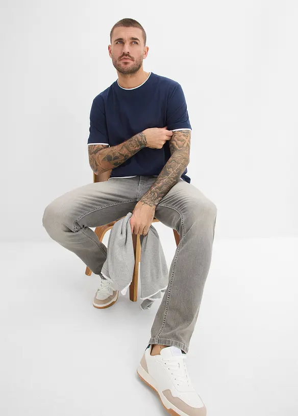 T-Shirt in 2 in 1 Optik aus Slub-Yarn, bonprix