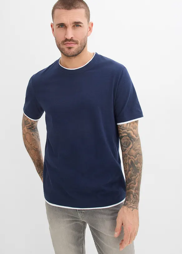 T-Shirt in 2 in 1 Optik aus Slub-Yarn, bonprix
