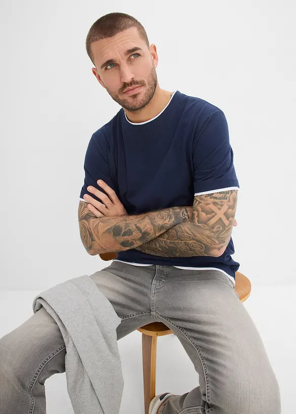 T-Shirt in 2 in 1 Optik aus Slub-Yarn, bonprix