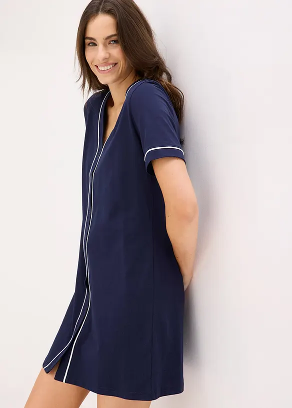 Kurzes Nachthemd aus reiner Baumwolle mit Knopfleiste, bonprix