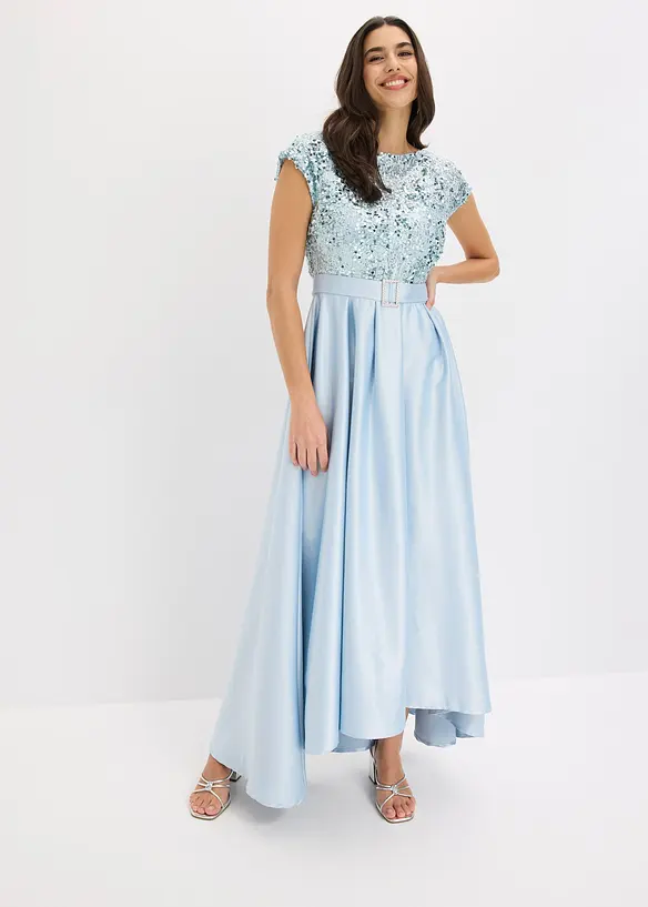 Abendkleid aus gl&auml;nzendem Satin mit Pailletten, bonprix