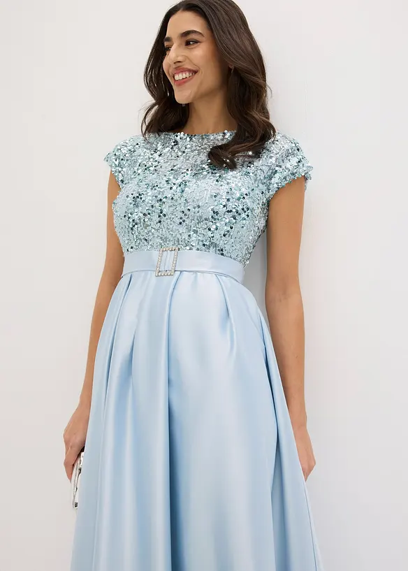 Abendkleid aus gl&auml;nzendem Satin mit Pailletten, bonprix