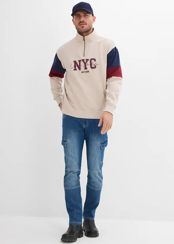 Leichte Regular Fit Cargo-Jeans mit Dehnbund, Straight, bonprix