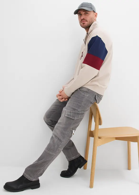 Jean cargo regular, droit et l&eacute;ger avec taille &eacute;lastiqu&eacute;e, bonprix