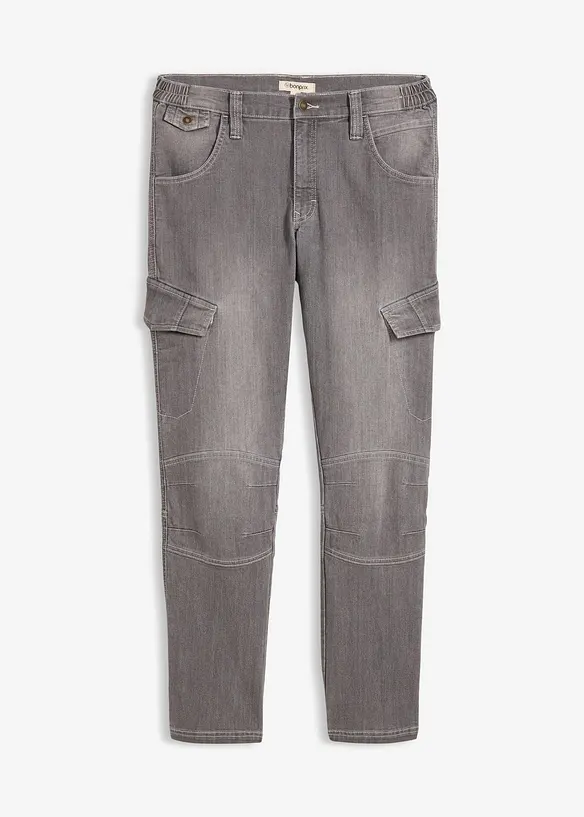 Jean cargo regular, droit et l&eacute;ger avec taille &eacute;lastiqu&eacute;e, bonprix
