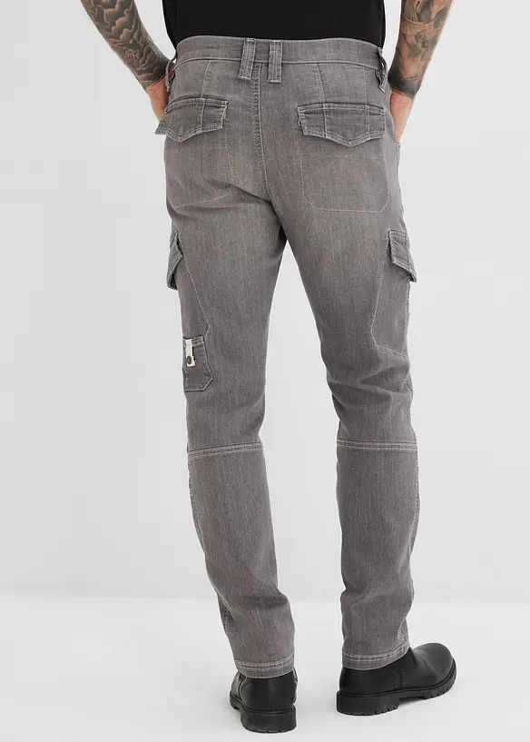 Jean cargo regular, droit et l&eacute;ger avec taille &eacute;lastiqu&eacute;e, bonprix