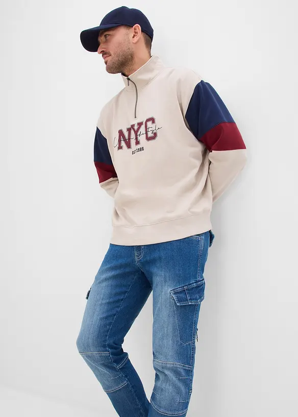 Leichte Regular Fit Cargo-Jeans mit Dehnbund, Straight, bonprix