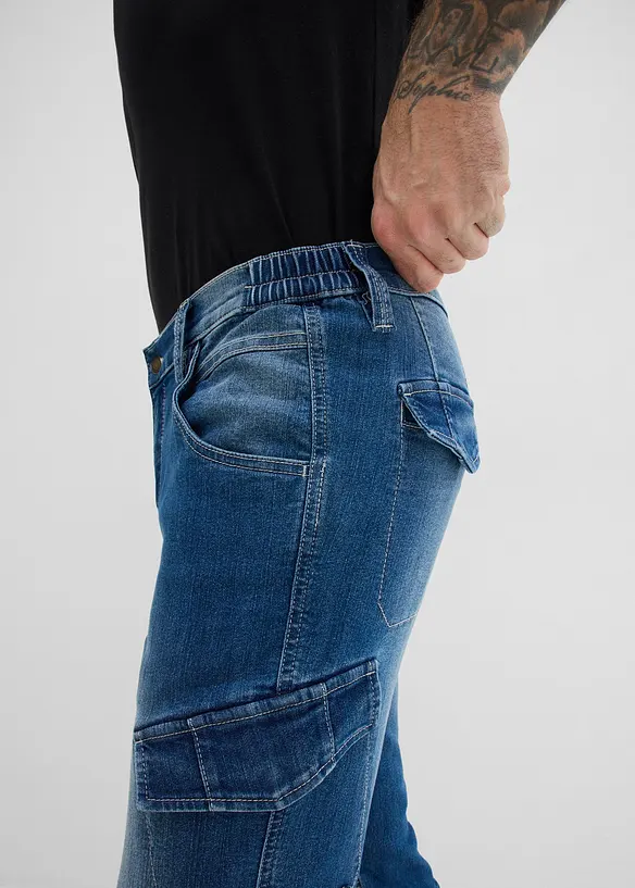 Leichte Regular Fit Cargo-Jeans mit Dehnbund, Straight, bonprix