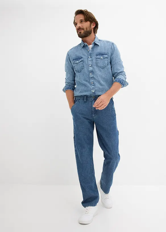 Leichte Relaxed Fit Carpenter-Jeans mit Dehnbund, Straight, bonprix