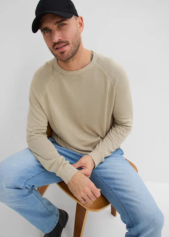 Leichter Feinstrickpullover aus Leinen-Mix, bonprix