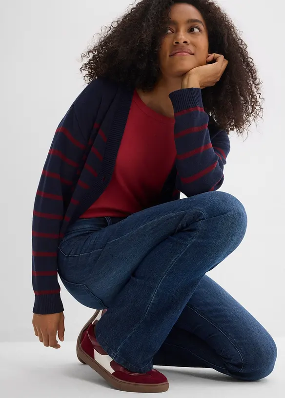 Jean flare taille mi-haute, extensible, bonprix