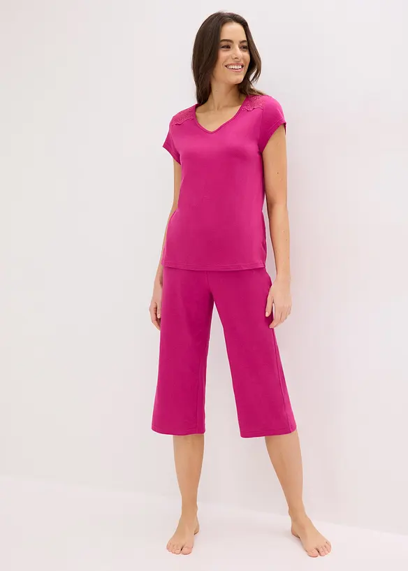 Capri Pyjama mit weiter Culotte, bonprix