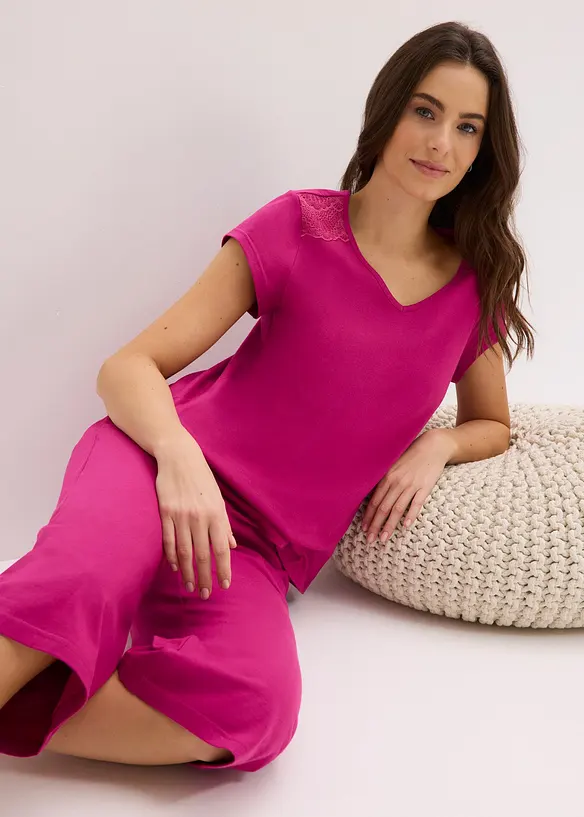 Capri Pyjama mit weiter Culotte, bonprix