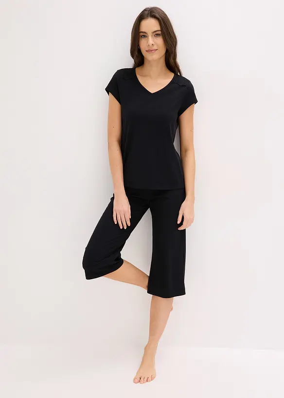 Capri Pyjama mit weiter Culotte, bonprix