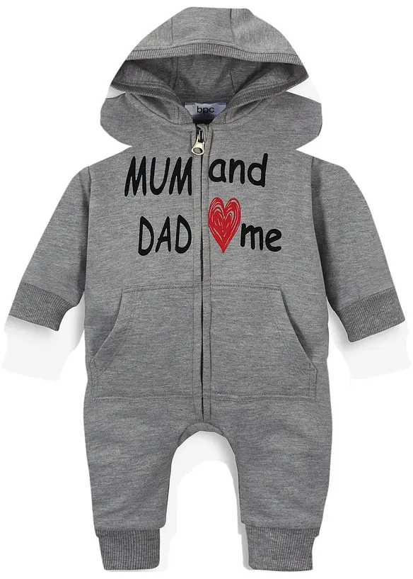 Kapuzen-Sweatoverall mit durchgehendem Rei&szlig;verschluss, bonprix