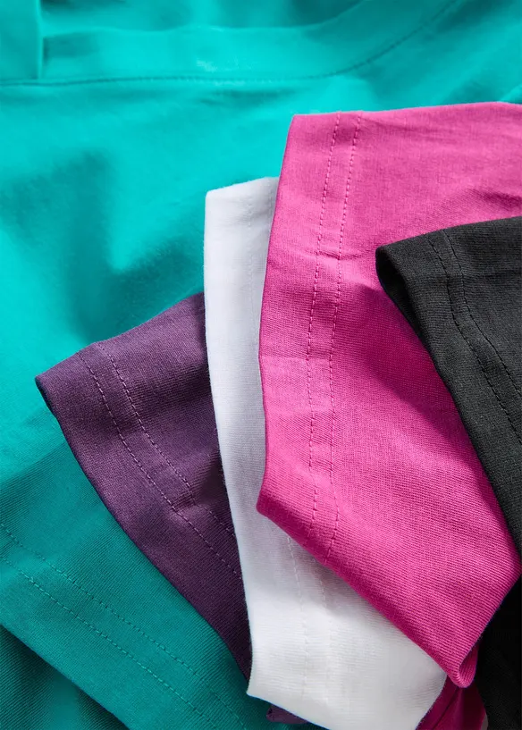 Lot de 5 T-shirts longs et amples &agrave; col V, bonprix