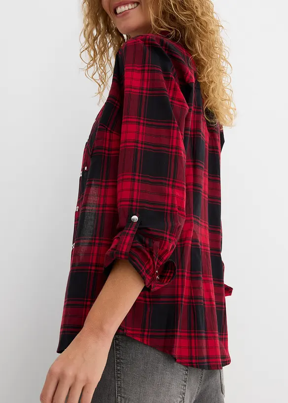 Karierte Hemdbluse aus reiner Baumwolle, bonprix