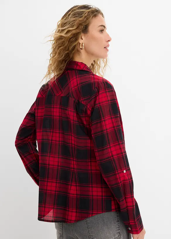 Karierte Hemdbluse aus reiner Baumwolle, bonprix