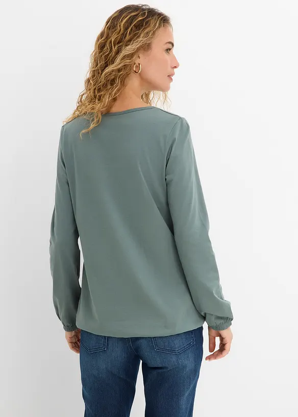Langarmshirt mit Gummizug aus reiner Baumwolle, bonprix