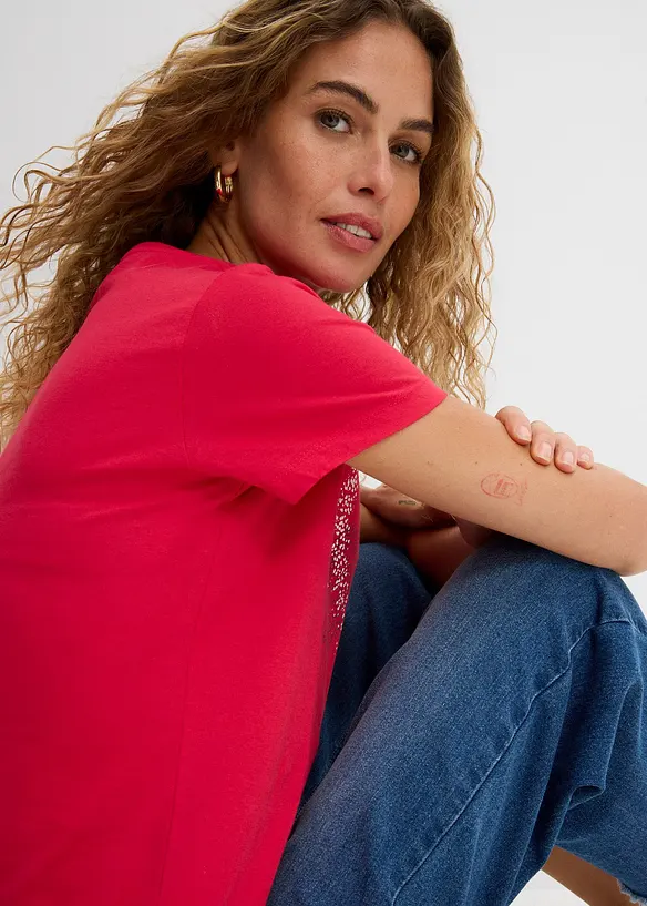 T-shirt coton &agrave; imprim&eacute; c&oelig;ur, bonprix