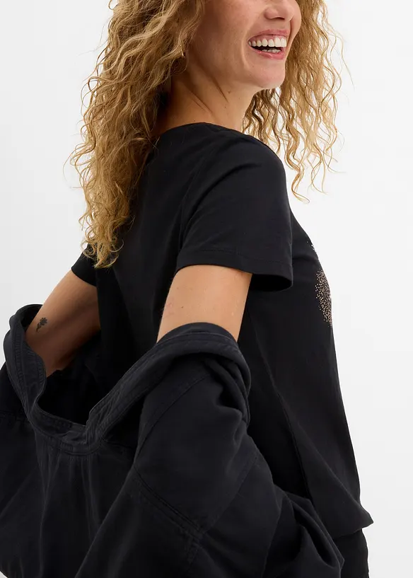 T-shirt coton &agrave; imprim&eacute; c&oelig;ur, bonprix