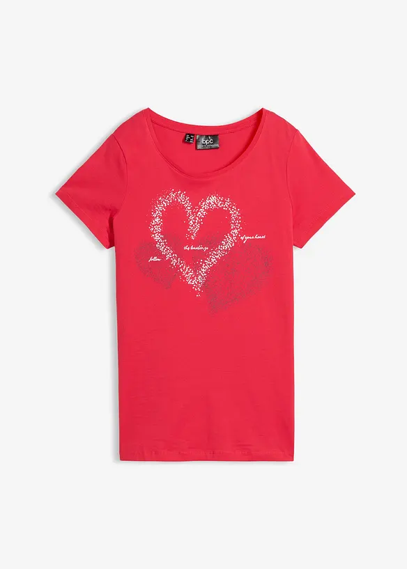T-shirt coton &agrave; imprim&eacute; c&oelig;ur, bonprix