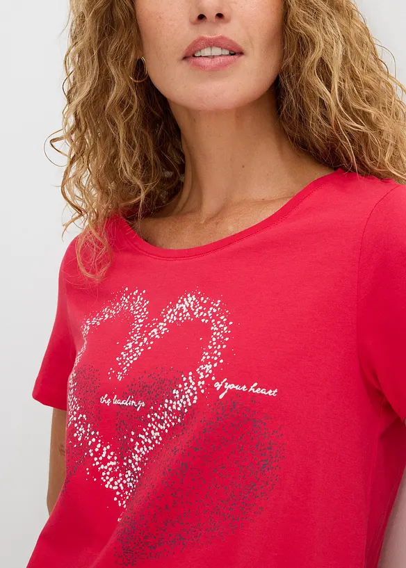 T-shirt coton &agrave; imprim&eacute; c&oelig;ur, bonprix