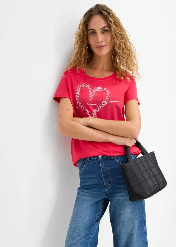 T-shirt coton &agrave; imprim&eacute; c&oelig;ur, bonprix