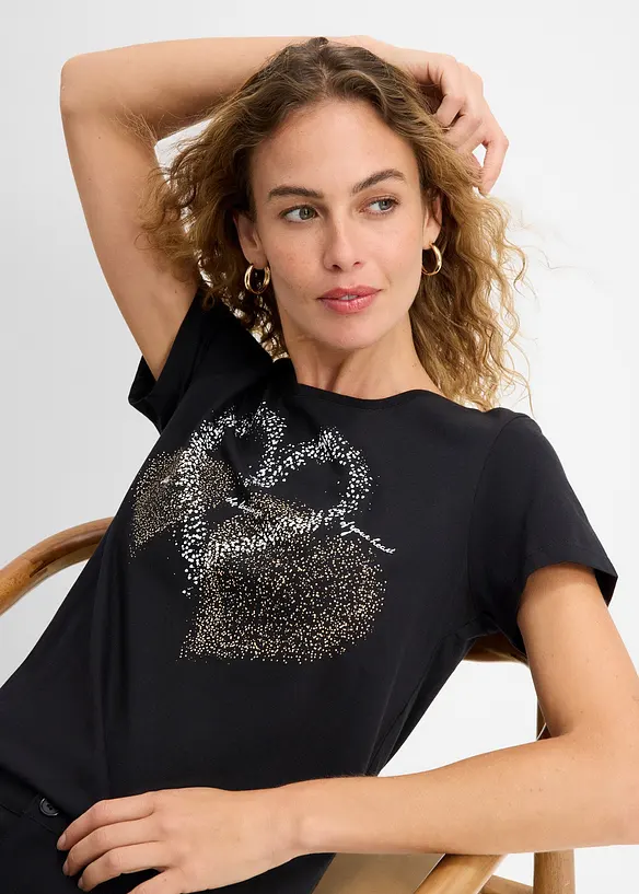 T-shirt coton &agrave; imprim&eacute; c&oelig;ur, bonprix