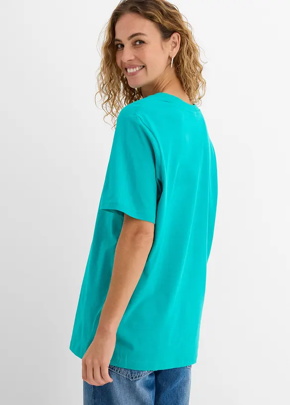 Lot de 5 T-shirts longs et amples &agrave; col V, bonprix