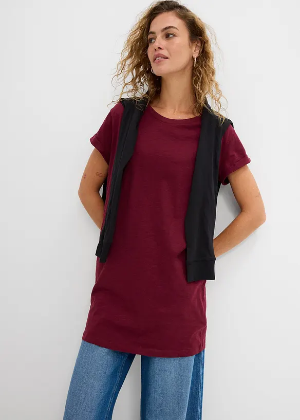 T-shirt long et boxy &agrave; manches courtes, bonprix
