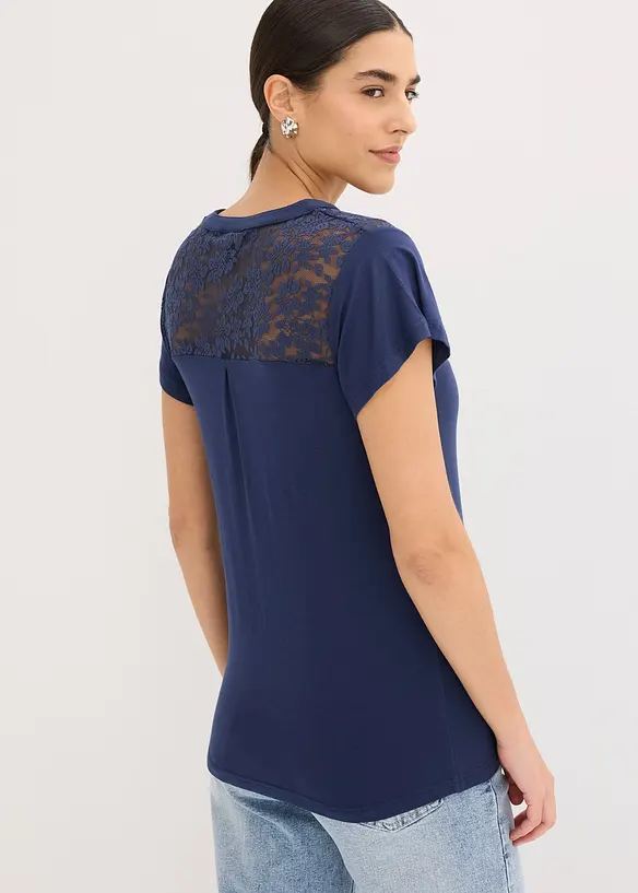 T-shirt col tunisien en viscose majoritaire, bonprix