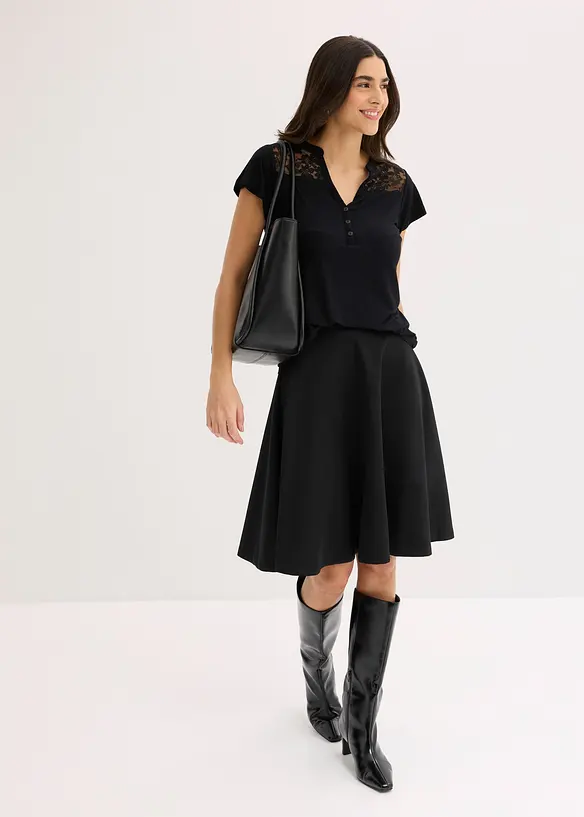 T-shirt col tunisien en viscose majoritaire, bonprix