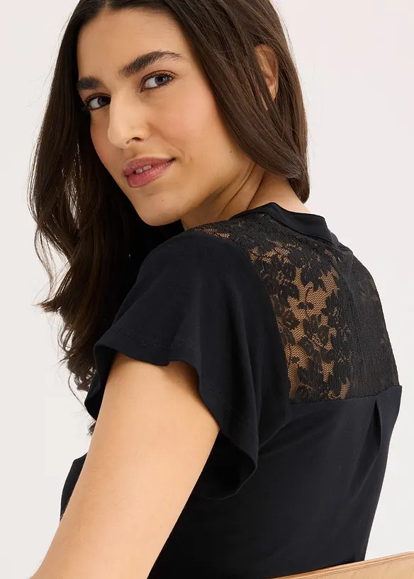 T-shirt col tunisien en viscose majoritaire, bonprix