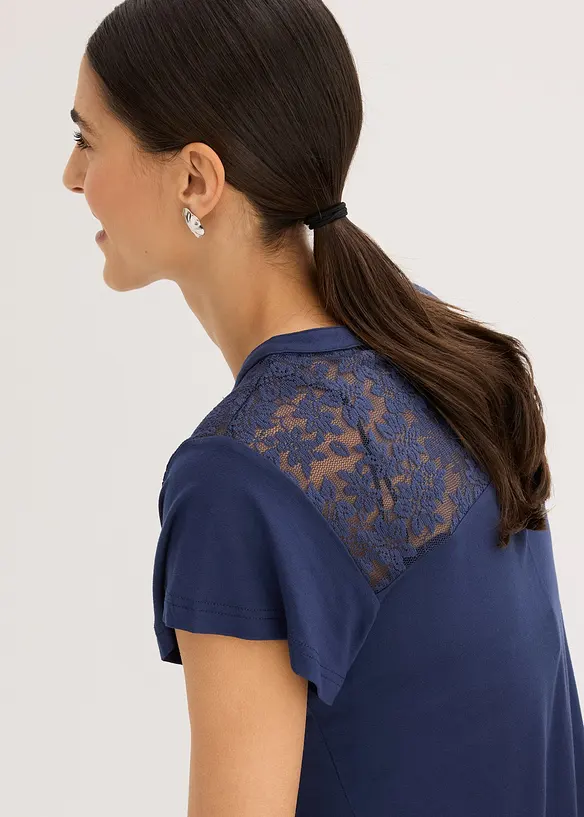 T-shirt col tunisien en viscose majoritaire, bonprix