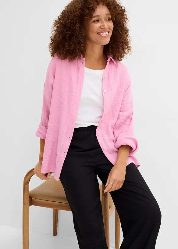 Pantalon en viscose avec taille &eacute;lastiqu&eacute;e, bonprix