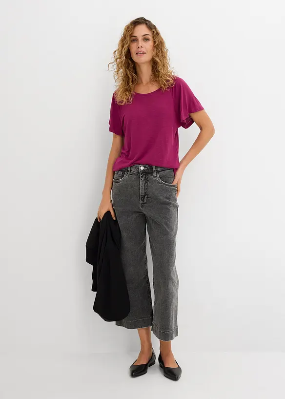 T-shirt fil flamm&eacute; &agrave; manches papillon, bonprix