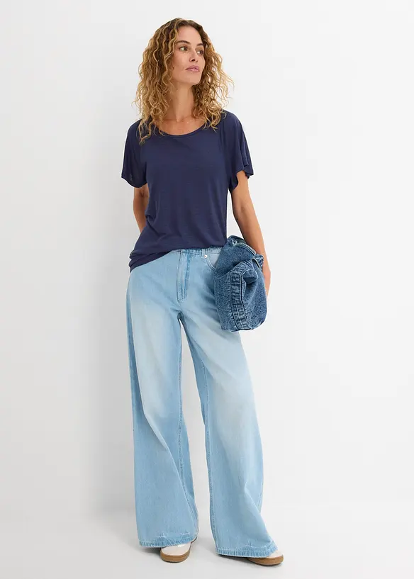 Flammgarn-Shirt mit Fl&uuml;gel&auml;rmeln, bonprix