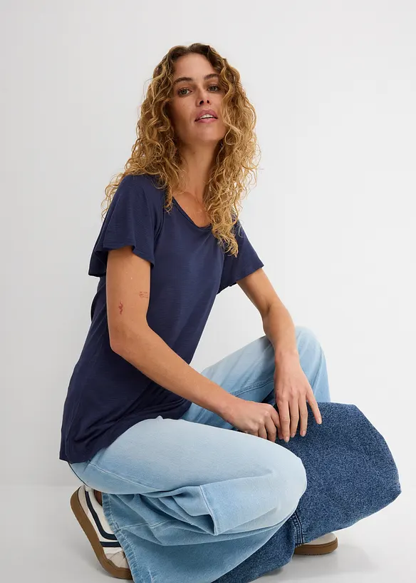 Flammgarn-Shirt mit Fl&uuml;gel&auml;rmeln, bonprix