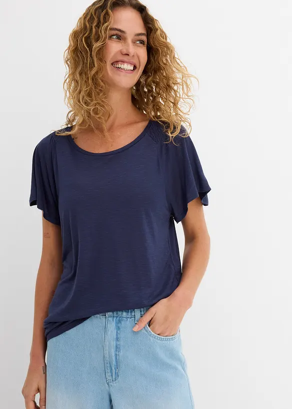 Flammgarn-Shirt mit Fl&uuml;gel&auml;rmeln, bonprix