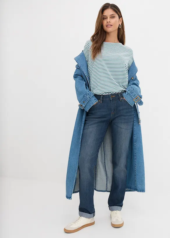 Jean droit taille mi-haute, extensible, bonprix