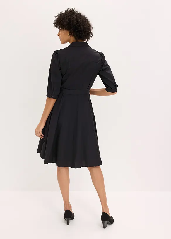 Robe-chemise avec dentelle et lien &agrave; nouer, bonprix