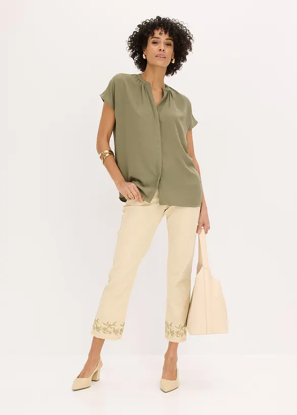 Kurzarmbluse mit verdeckter Knopfleiste, bonprix