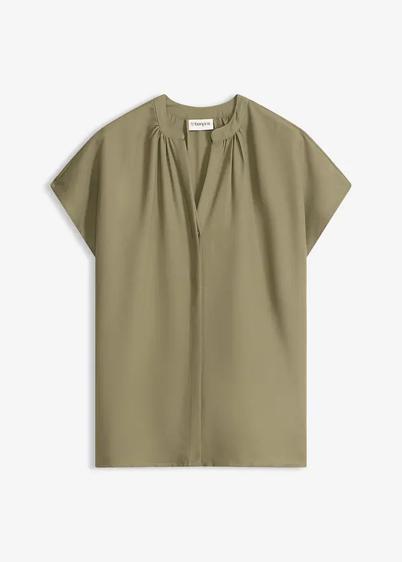 Kurzarmbluse mit verdeckter Knopfleiste, bonprix