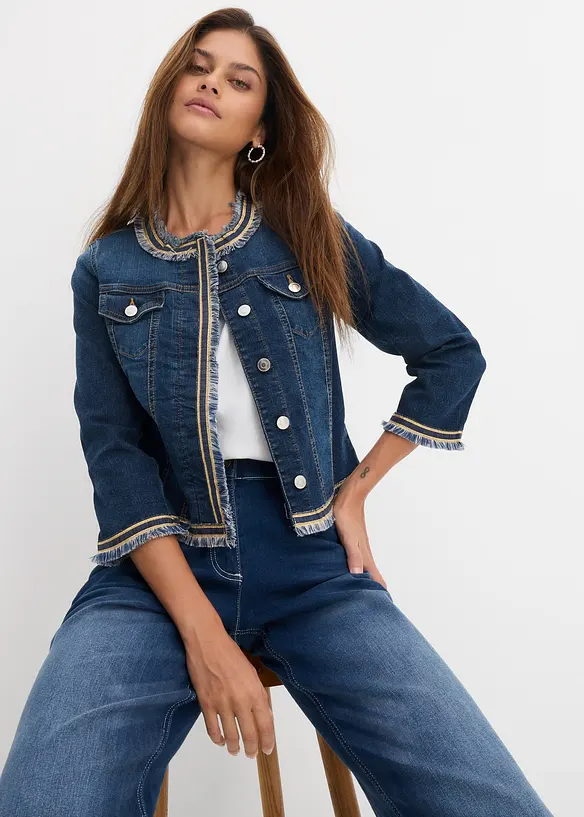 Veste en jean &agrave; franges, bonprix