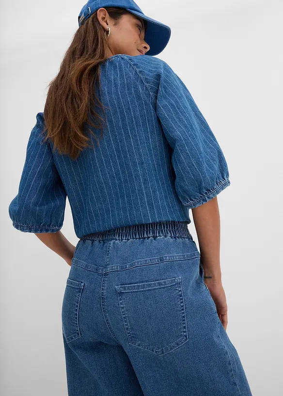 Jean mom, taille haute &eacute;lastiqu&eacute;e, bonprix